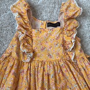 Mustard Pie Yellow Floral Apron-Front Dress